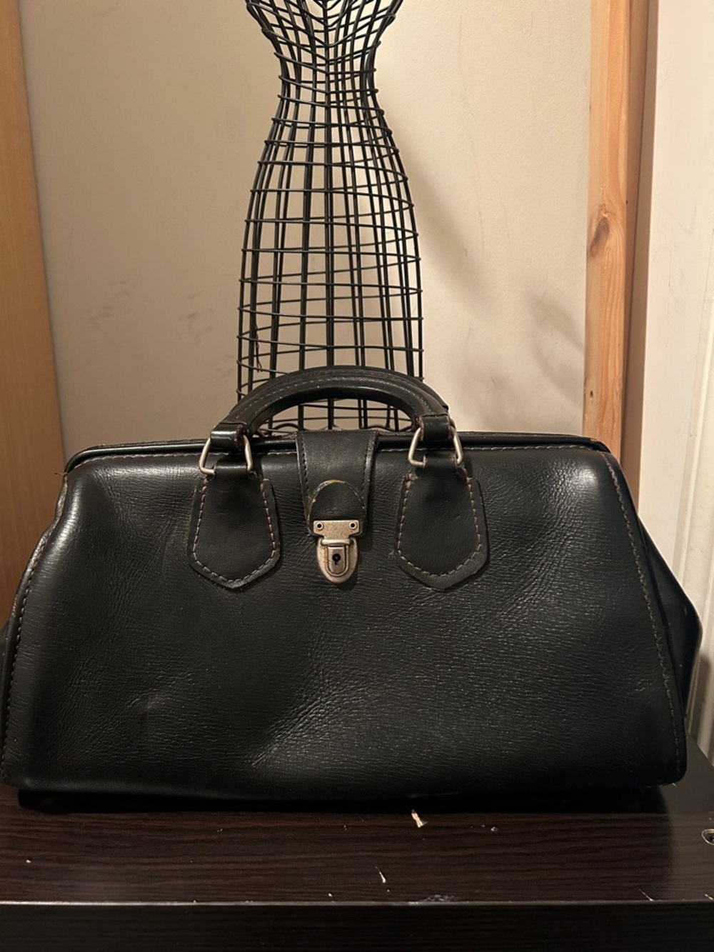 Black Leather Top-Handle Doctors Bag
